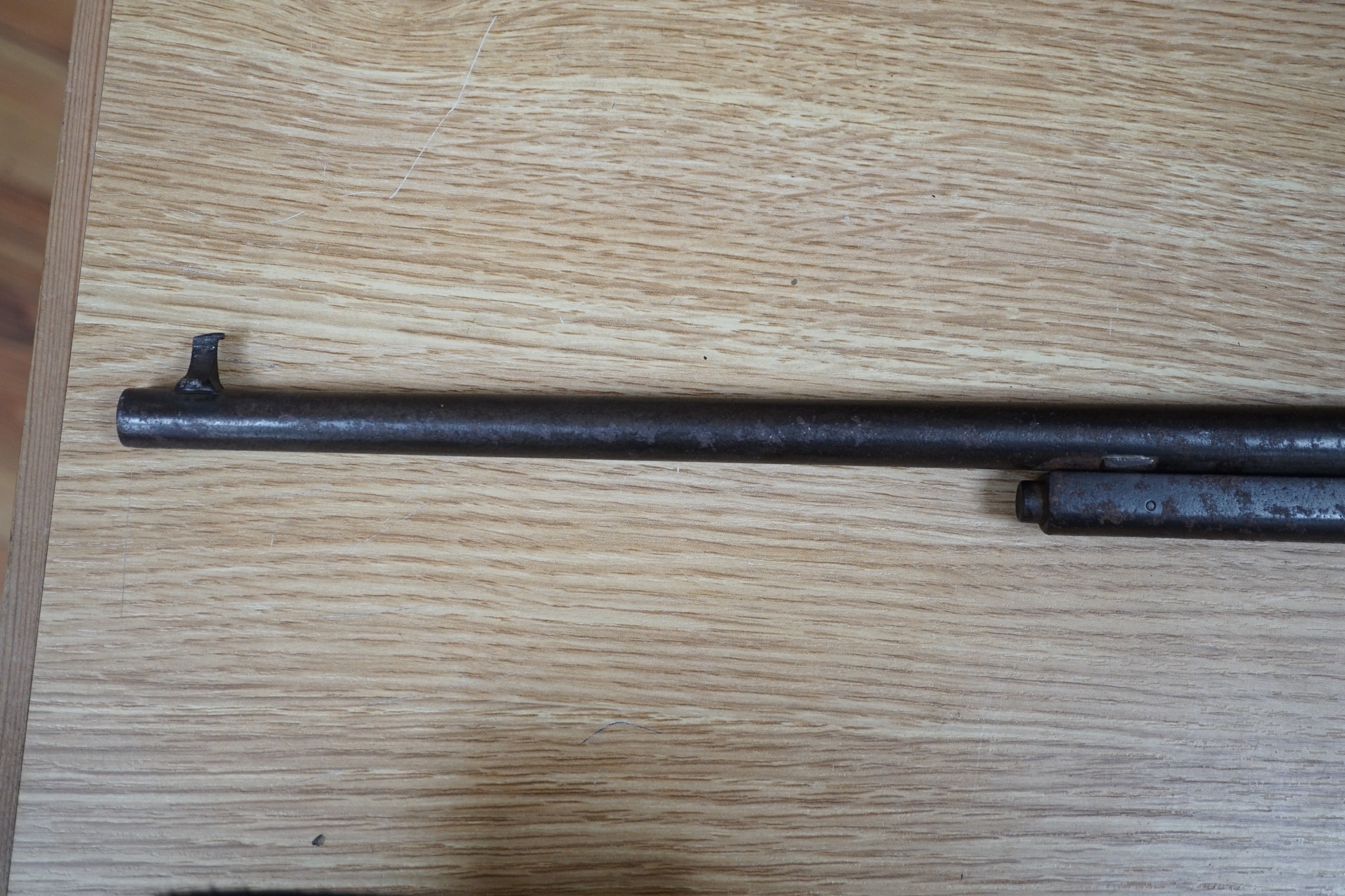 A spring loaded air rifle, early 20th century, 98cms long